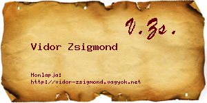 Vidor Zsigmond névjegykártya